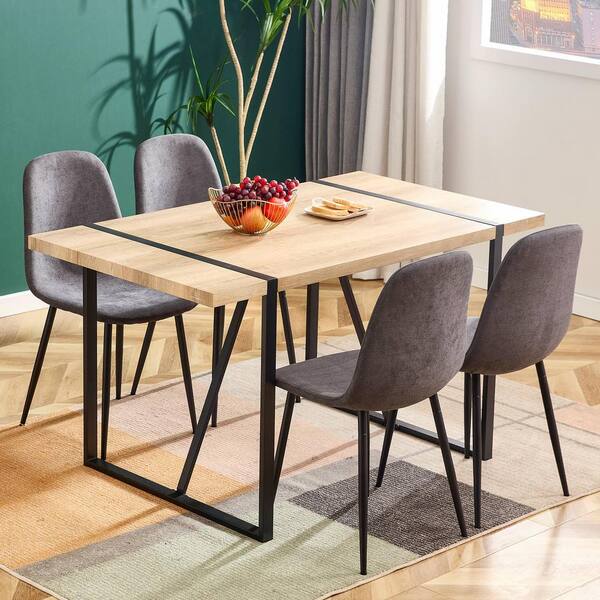 Polibi Modern Dark Gray Fabric Seat Dining Chairs Set of for