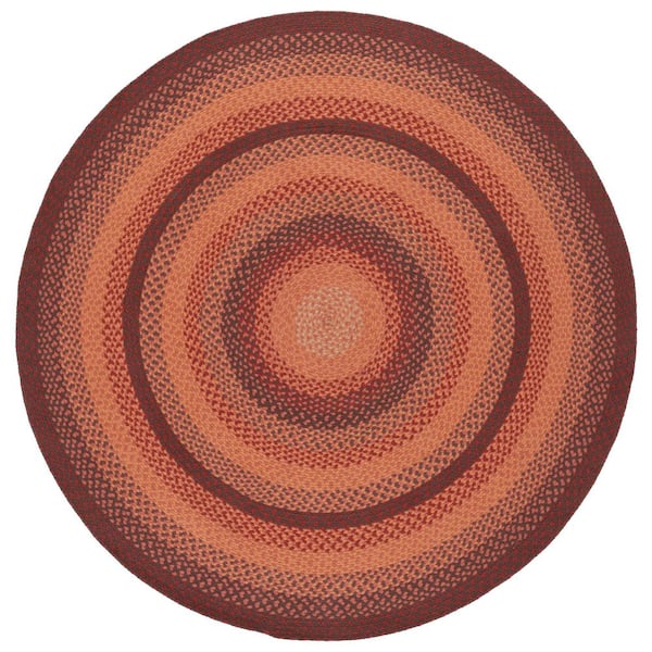 SAFAVIEH Braided Orange Rust 6 ft. x 6 ft. Abstract Border Round Area Rug  BRD651P-6R - The Home Depot