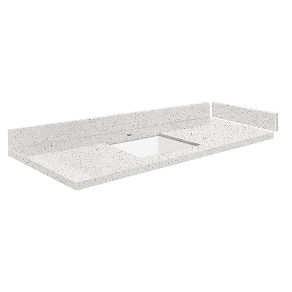 Transolid Silestone 49.25 in. W x 22.25 in. D Quartz White Rectangular Single Sink Vanity Top in Stellar Snow