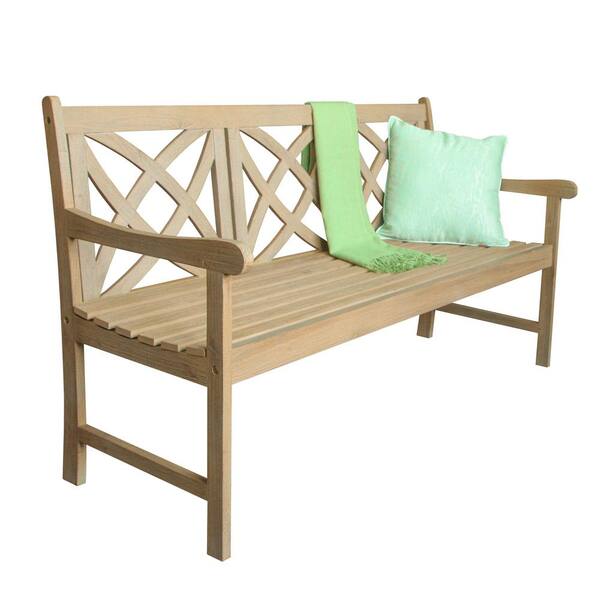 Vifah Beverly Sand-Splashed Wood 5 ft. Outdoor Bench