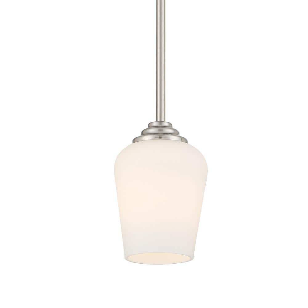 Brushed Nickel 1-Light Pendant with Etched Opal Glass Shade