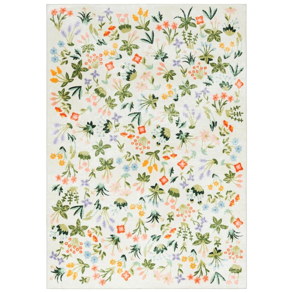 Martha Stewart Washable Beige/Red 5 ft. x 8 ft. Machine Washable Floral Abstract Area Rug price history on PriceWatchPro