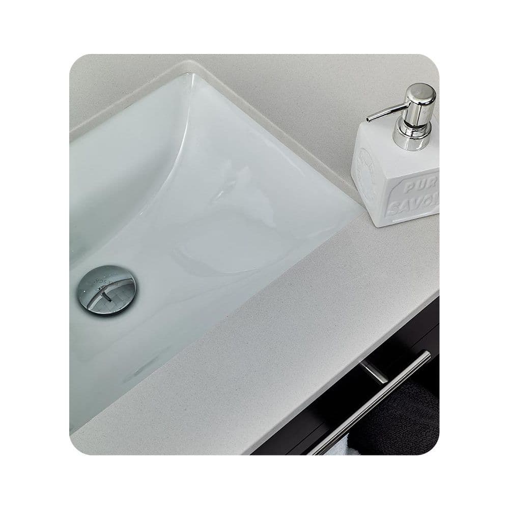 Espresso 30" Wall-Mounted Vanity with Quartz Top and Ceramic Sink