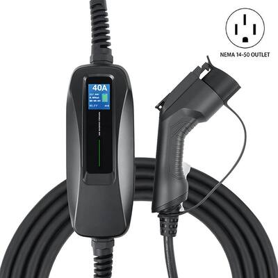 240-Volt 40 Amp Level 2 EV Charger with 18 ft Extension Cord J1772 Cable & NEMA 14-50 Plug Electric Vehicle Charger