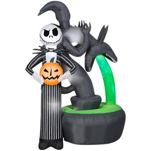 72.05''H x 38.58''W x 50.79''L Halloween Projection Airblown-Jack Skellington w/Kaleidoscope Fountain-LG Scene-Disney
