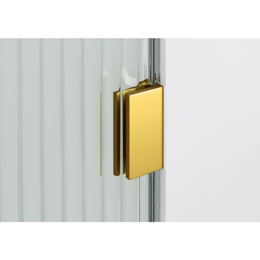 Maven 32" x 86.75" Frameless Arched Fluted Glass Shower Panel with Satin Brass Hardware