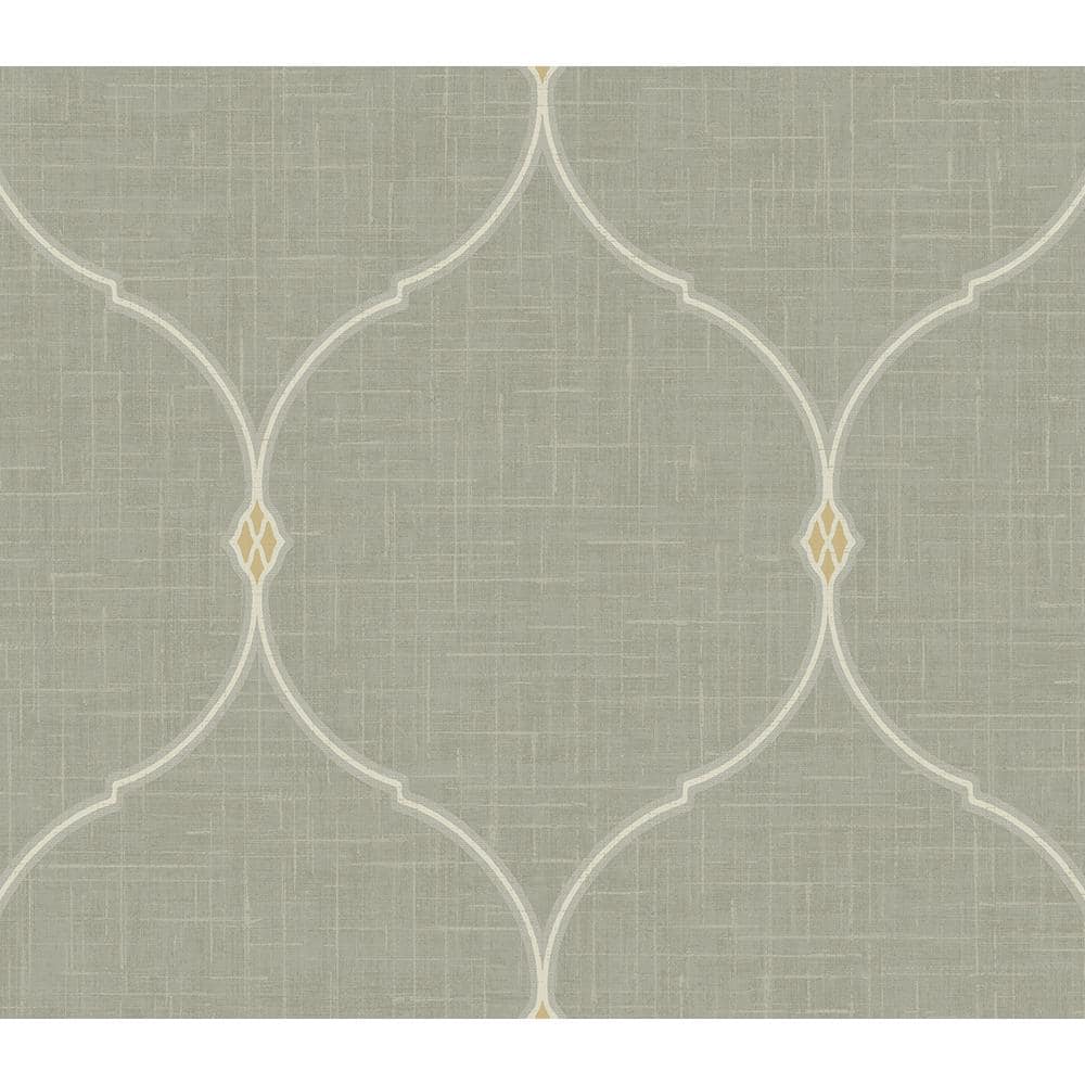 Seabrook Designs 56 sq. ft. Metallic Anew Grey and Gold Stoddard Ogee ...