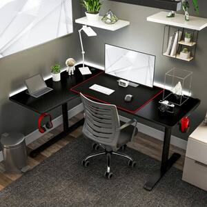 Centenary 64.84 in. L-Shaped Black Steel Computer Desk with USBs
