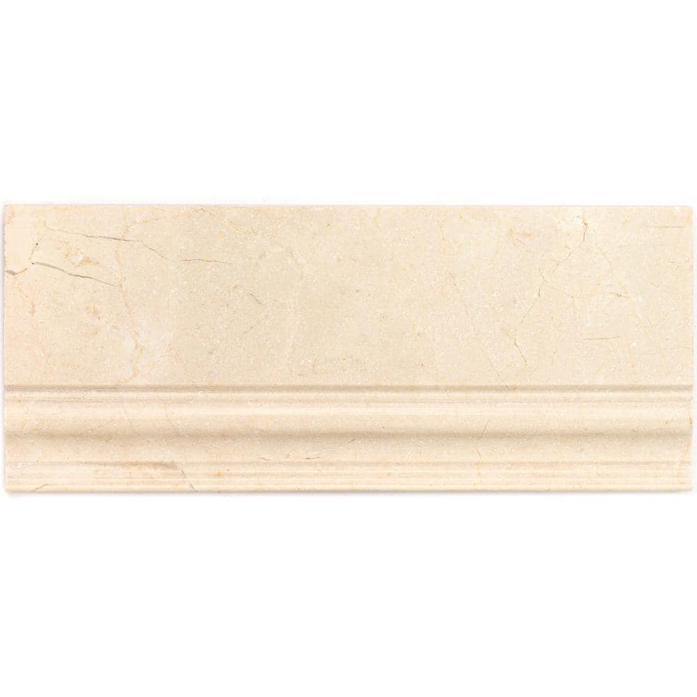 Crema Marfil Polished Marble Bullnose Tile Trim 4.75'' x 12''