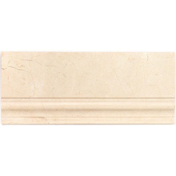 Ivy Hill Tile Crema Marfil Base Molding 4.75 in. x 12 in. x 10 mm Marble Mosaic Accent and Trim Tile.