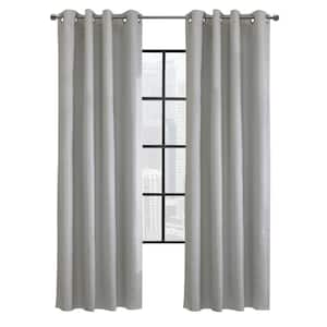 Solstice Oyster Polyester Smooth 52 in. W x 95 in. L Grommet Indoor Blackout Curtain (Single Panel)