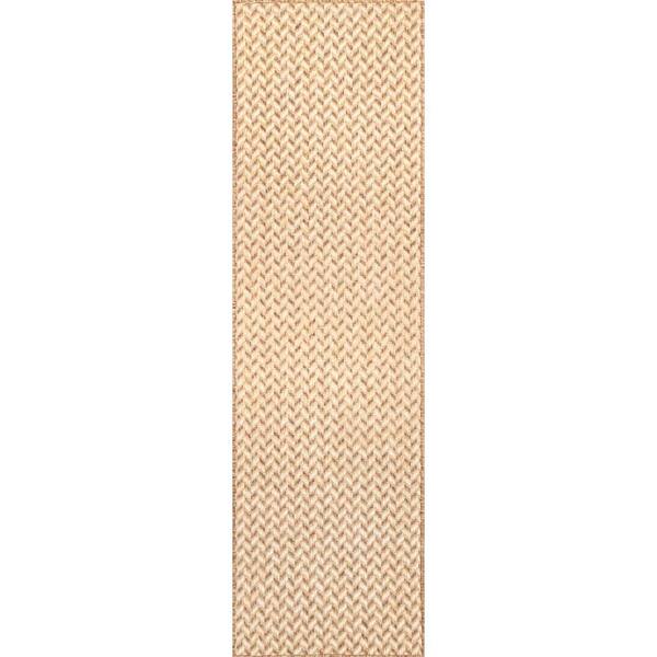 Camryn Herringbone Brown 2 ft. x 10 ft. Outdoor Runner Rug