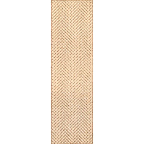 Camryn Herringbone Brown 2 ft. x 6 ft. Outdoor Runner Rug