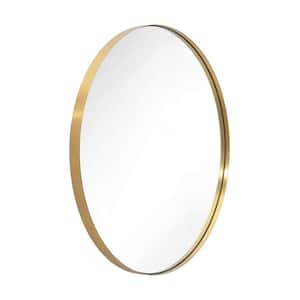 36 in. W x 1 in. H Oval Wall Hanging Gold Bathroom Mirror