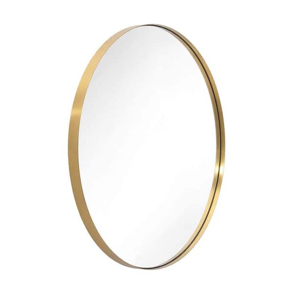 ANDY STAR 36 in. W x 1 in. H Oval Wall Hanging Gold Bathroom Mirror