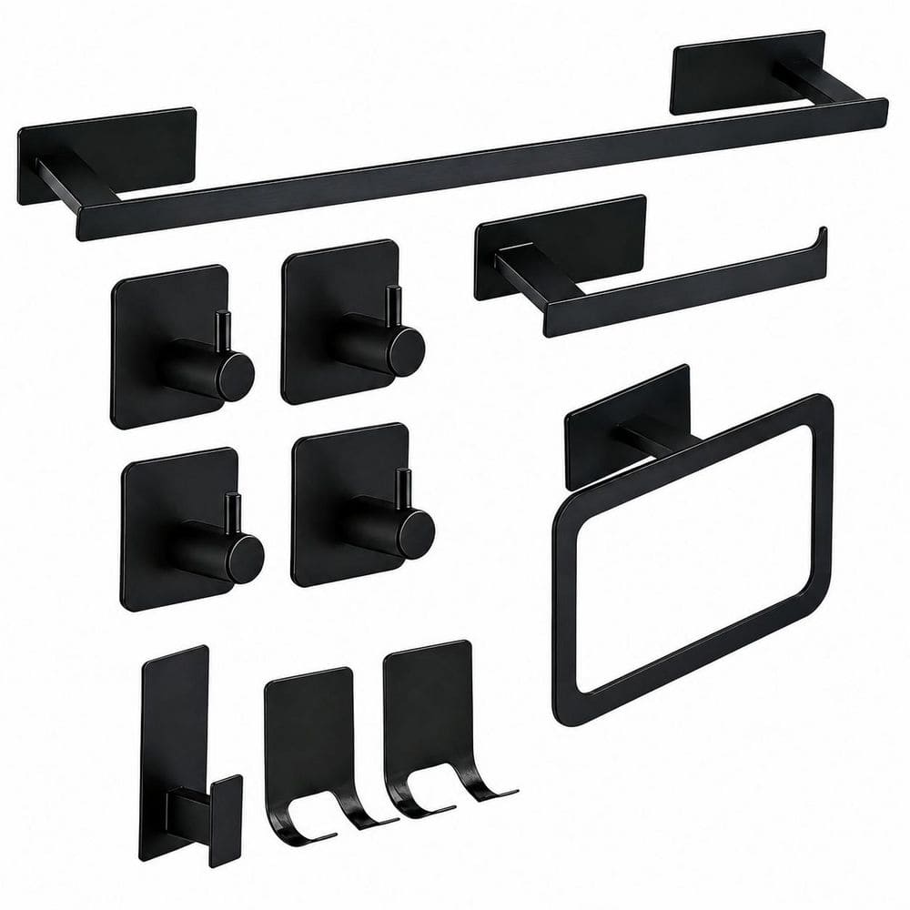 10-Piece Bathroom Hardware Set with Towel Bar, Hooks, Toilet Paper Holder, Towel Ring in Matte Black Finish price history on PriceWatchPro