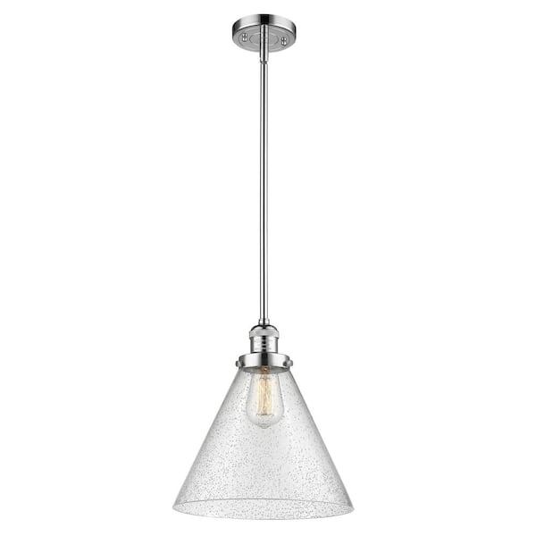 Innovations Cone 60-Watt 1-Light Polished Chrome Shaded Mini Pendant-Light with Seeded glass Seeded Glass Shade