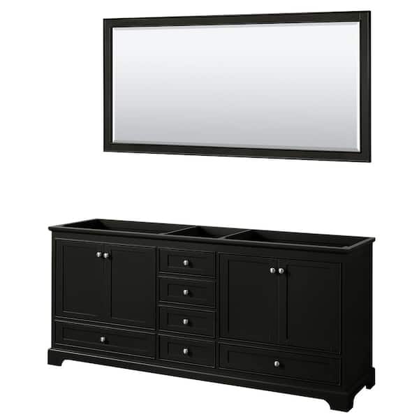 Wyndham Collection Deborah 79 in. Double Bathroom Vanity Cabinet Only with 70 in. Mirror in Dark Espresso