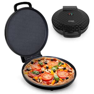 12 in. Black Pizza Maker Electric Countertop Oven and Griddle Indoor Grill Griddle