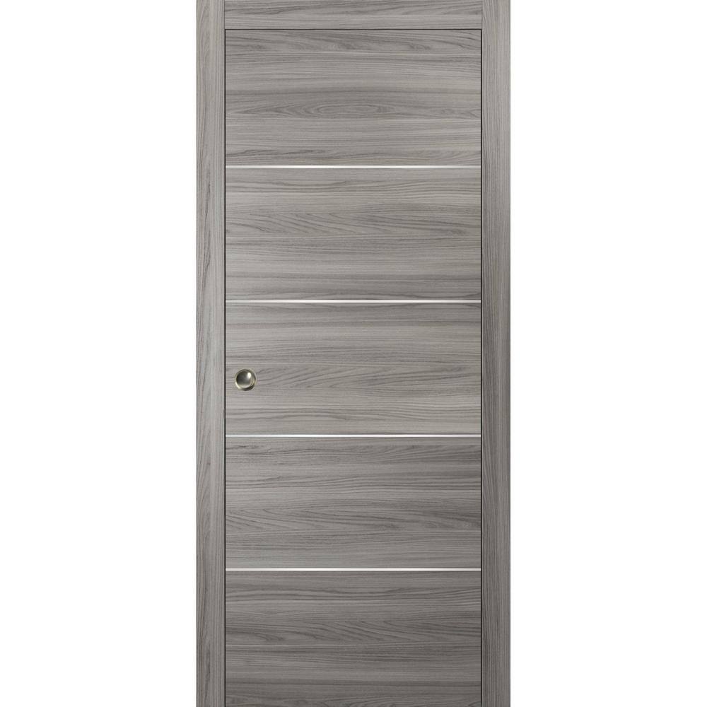 Assemble Required 18 in. x 80 in. 1-Panel Ginger Ash Finished Solid Wood with Honeycomb Sliding Door with Hardware price history on PriceWatchPro