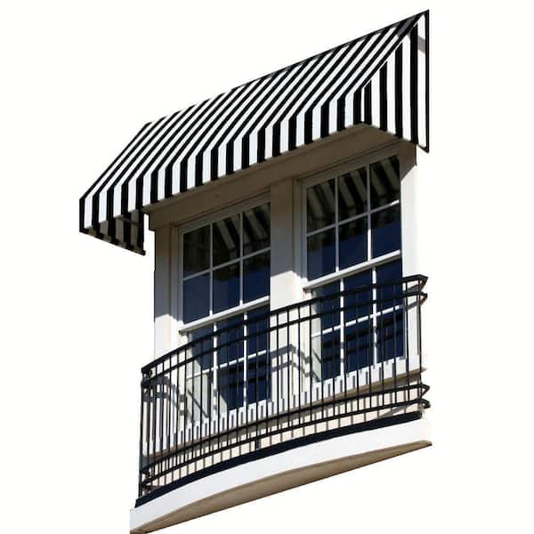 4.38 ft. Wide New Yorker Window/Entry Fixed Awning (18 in. H x 36 in. D) Black/White