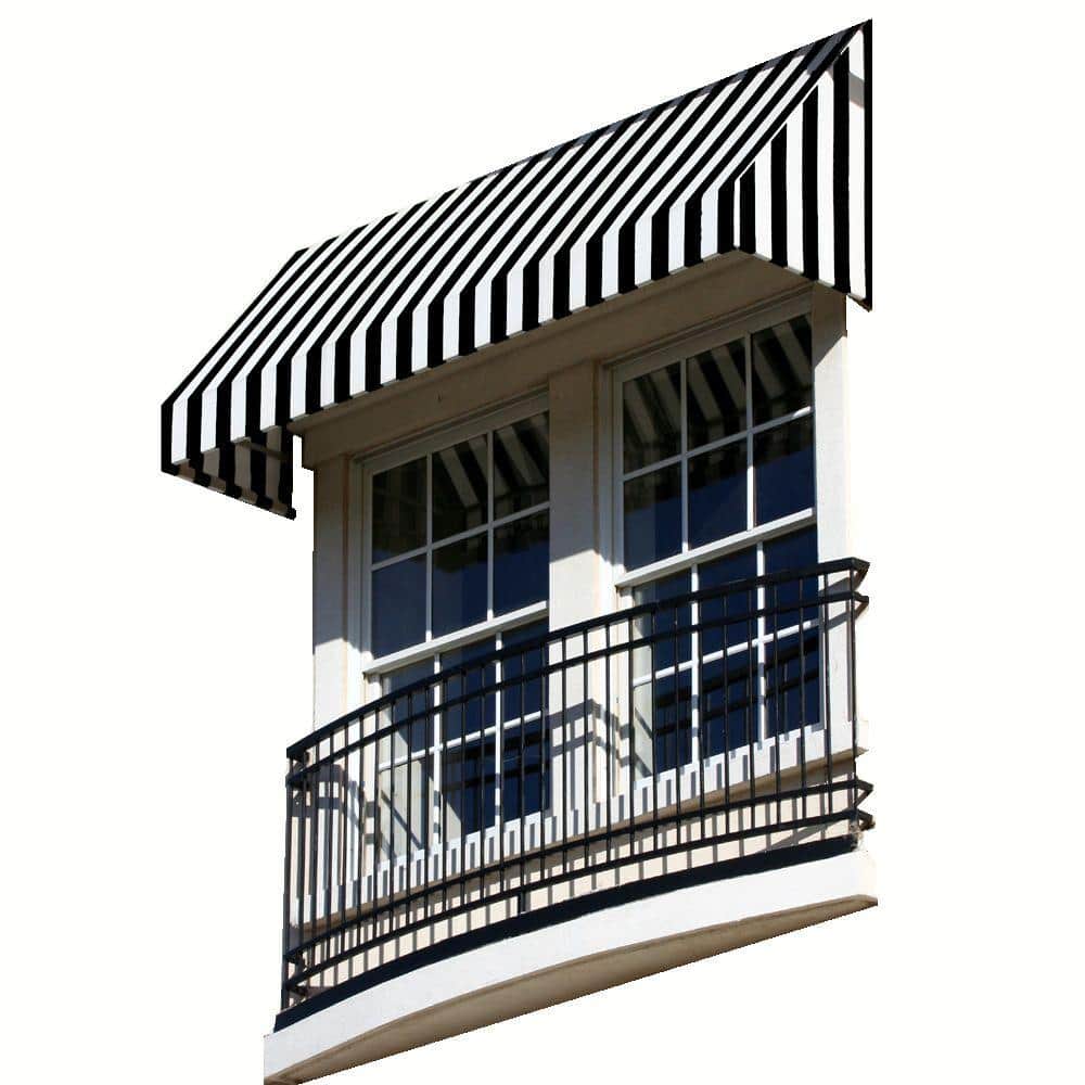 4.38 ft. New Yorker Fixed Awning 52.5 in. W x 24 in. H x 48 in. D Acrylic Fabric in Black/White Stripe price history on PriceWatchPro