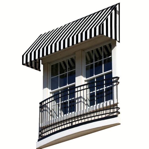 AWNTECH 10.38 ft. Wide New Yorker Window/Entry Fixed Awning (56 in. H x 48 in. D) Black/White