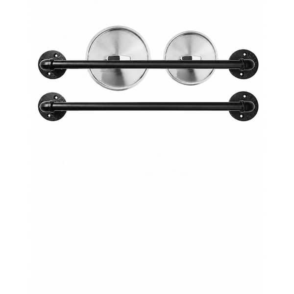 Industrial Pipe Pot and Pan Rack, 21 in Wall Mount Hanging Rail with 10 S Hooks, 2-Pack