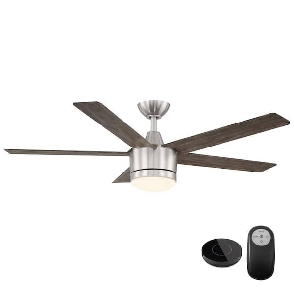 Home Decorators Collection Merwry 52 in. Integrated LED Brushed Nickel Fan with Light Kit and Remote Control works with Google and Alexa