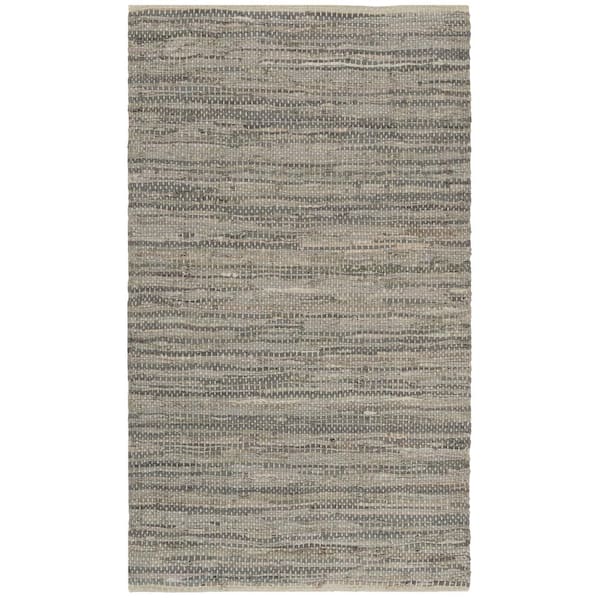 SAFAVIEH Vintage Leather Gray Doormat 2 ft. x 4 ft. Distressed Solid Area Rug