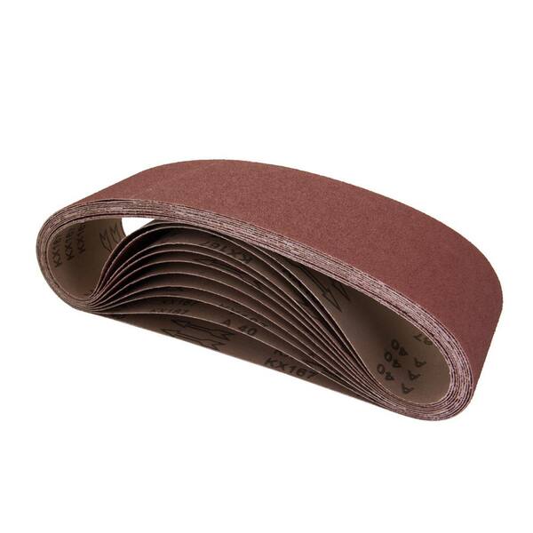 POWERTEC 4 in. x 36 in. 150-Grit Aluminum Oxide Sanding Belt (10-Pack)