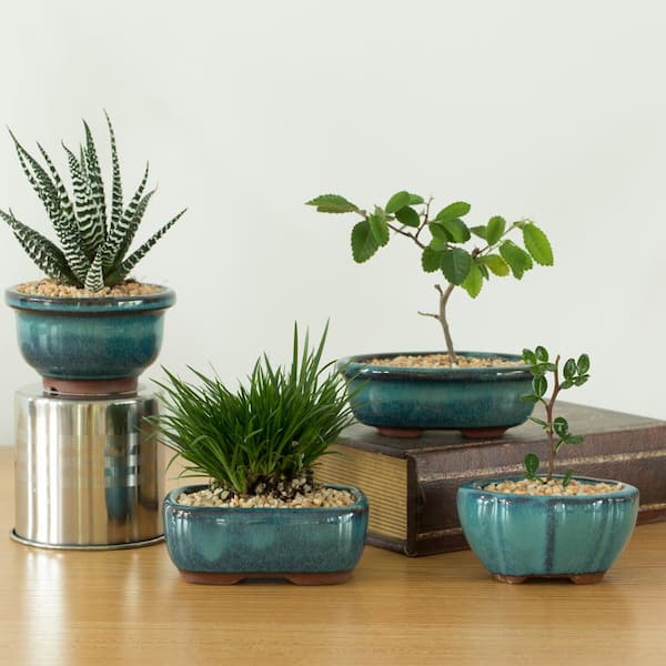 Home Garden Ceramic  Flower Pot  Plant Office Mini Simple Vase Blue Ornaments 