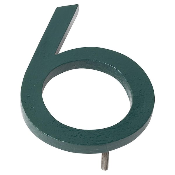 Montague Metal Products 4 in. Hunter Green Aluminum Floating or Flat Modern House Number 6
