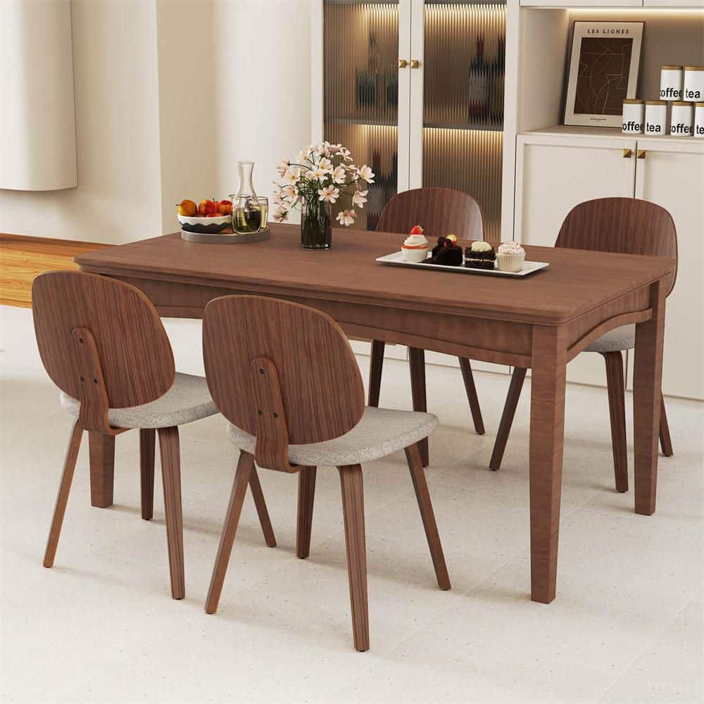 GMHS594C○AIDEC / アイデック ベントウッドチェア ダイニングチ Costway Modern Walnut Fabric Cushioned Dining Chair Set of 2
