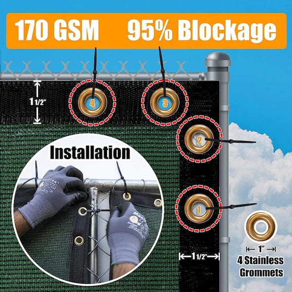 Cubilan 6' x 50' Black Fence Privacy Screen Windscreen, with Bindings & Grommets, Heavy Duty