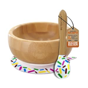 Sparkle Bamboo Bowl with Silicone Suction and Spoon for Baby and Toddlers