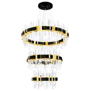 Aya 3-Light Integrated LED 3 Tier Chandelier with Pearl Black Finish