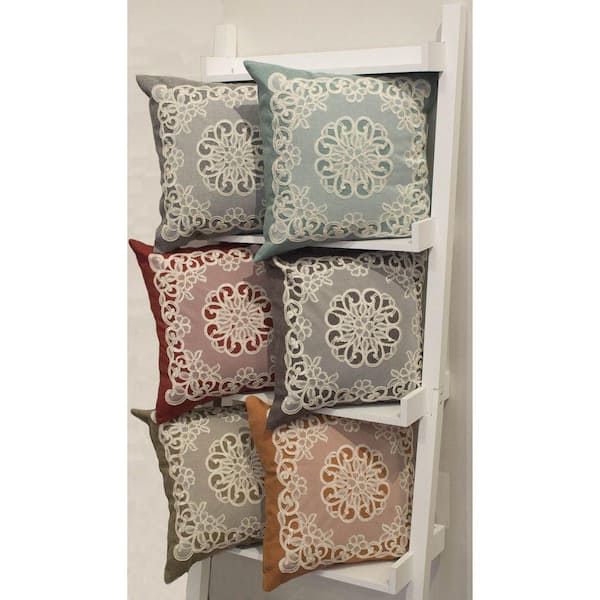 Creative Home Ideas Emily Charcoal 18 in. x 18 in. Pillow Cover (Set of 2)