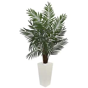 5.5 in. Areca Artificial Palm Tree in White Tower Planter