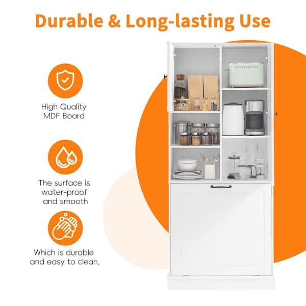 XUJMK 30 in. W x 14 in. D x 68 in. H White Linen Cabinet, Bathroom