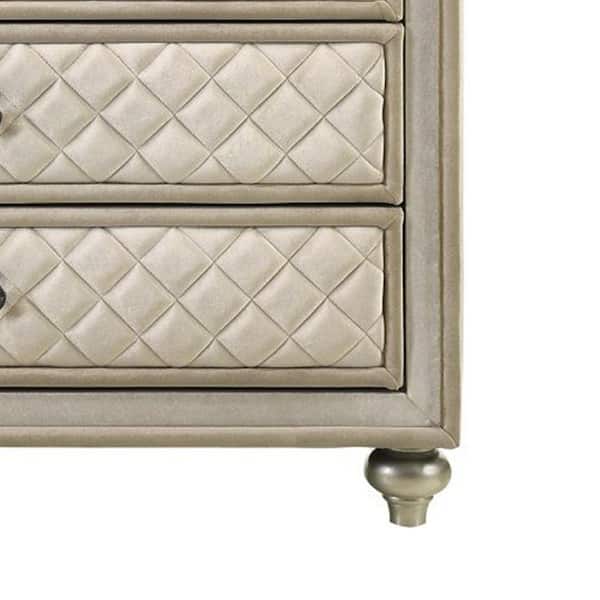 Acme Furniture Lucienne Beige Velvet 5 18 in. Chest of Drawers