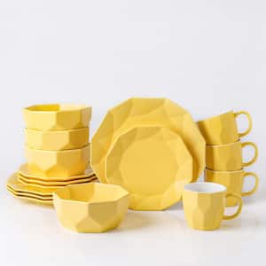 Stone Lain Jamie 16-Piece Dinnerware Set Porcelain, Service For 4, Yellow