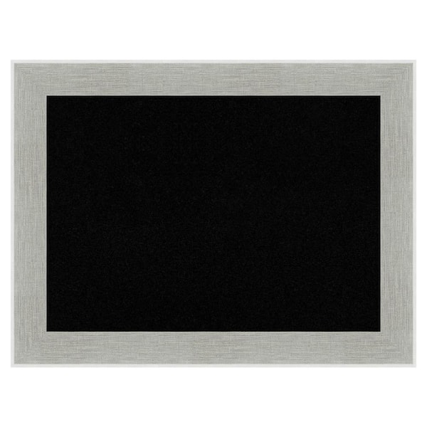 Amanti Art Glam Linen Grey Framed Black Corkboard 33 in. x 25 in. Bulletine Board Memo Board