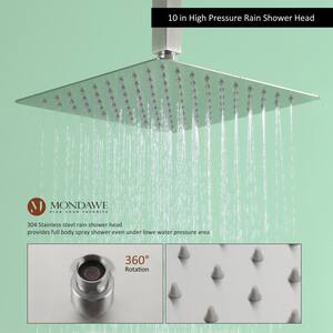 Hi-Q 1-Spray Patterns Pressure Balance Shower Faucets Set with 2.5 GPM 10 in. Ceiling Mount Dual Shower Heads in Nickel