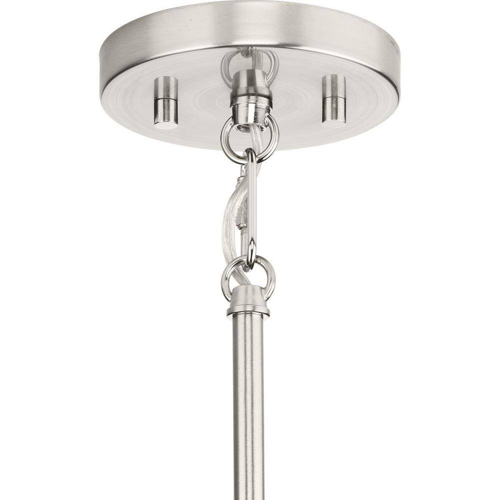 Progress Lighting Goodwin 1-Light Mini-Pendant, Brushed Nickel, Linen Shade