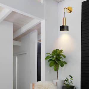 1-Light Metal Black and Gold Wall Sconce Lighting,  Modern Wall Light Fixture for Living Room Bedroom Bedside