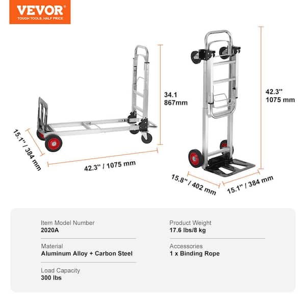 Aluminum Folding Hand Truck, 4 In 1 Design 1000 Lbs Capacity, Heavy Duty Industrial Collapsible Cart, Dolly Cart With Rubber Wheels For Transport And Moving In Warehouse Supermarket Garden - View #7