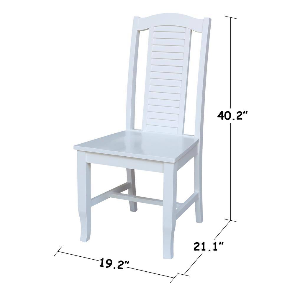 Seaside High-Back Solid Parawood Side Chairs in White - Set of 2