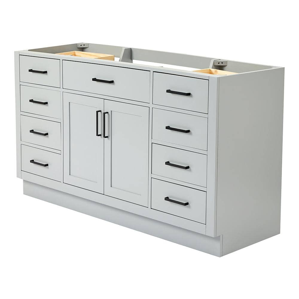 Gray Hardwood Plywood 60'' Single Freestanding Vanity Base