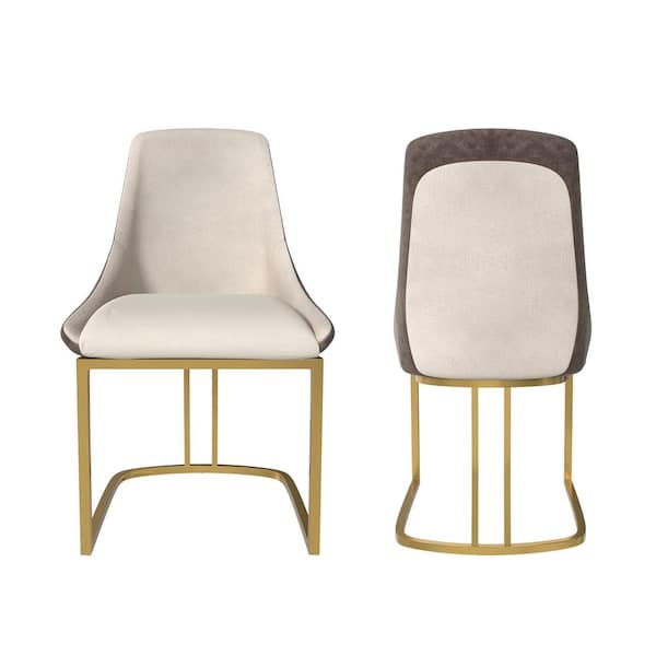 Modern Gray Dining Chair with Metal Legs(Set of 2)